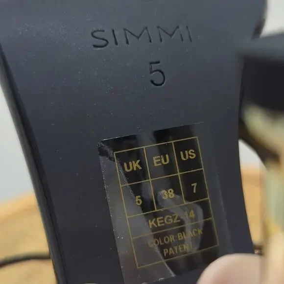 Simmi London Kegz-14 Patent Black Gold Chain Pointed Toe Stilettos Womens Size 7 - Picture 8 of 8